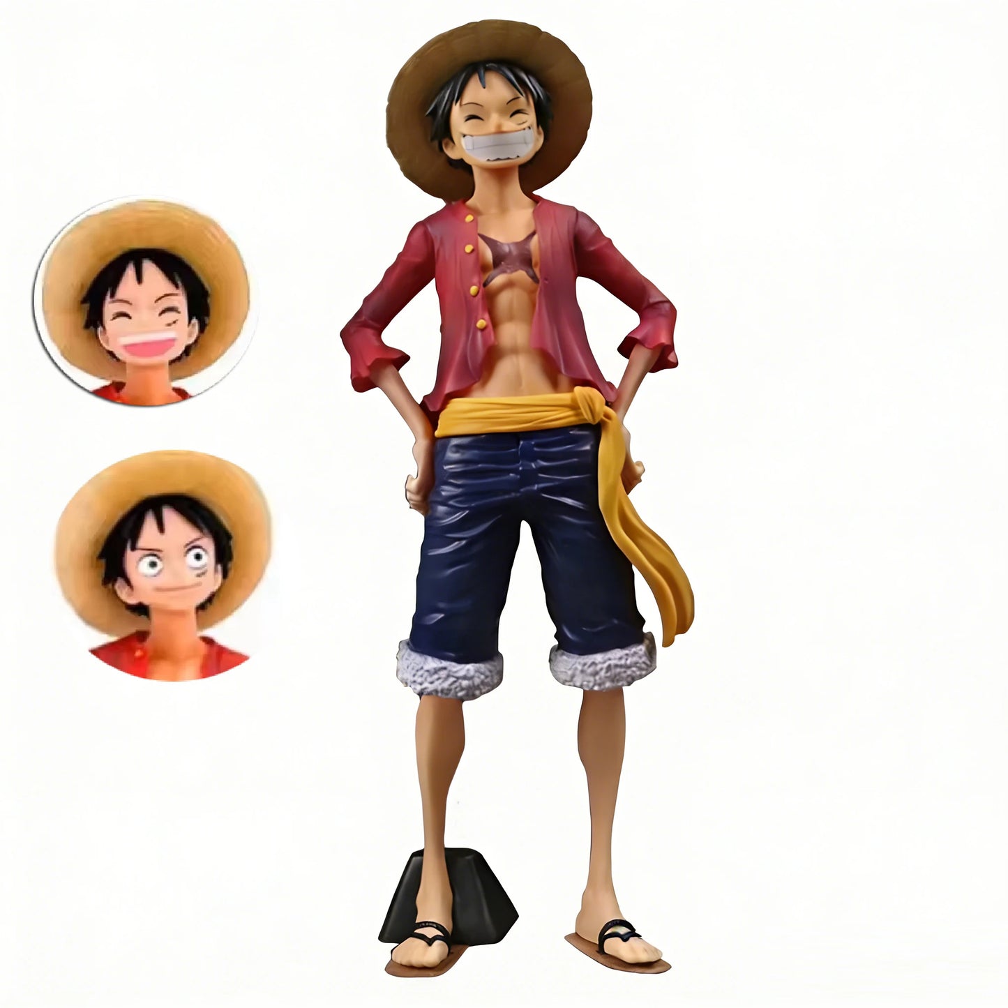 28CM One Piece Luffy Anime Figure – Face Changing Action Figurine with 3 Expressions Collectible Model Toy Gift for Fans