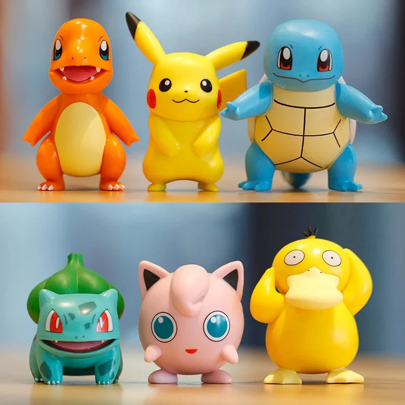 Pokémon Anime Figures Set – Pikachu Charmander Squirtle Bulbasaur Psyduck Jigglypuff Kawaii Collectible Toys for Kids Gift