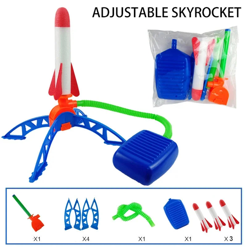 Kids Air Powered Rocket Launcher Toy – Outdoor Foam Stomp Rocket Foot Pump Game for Children