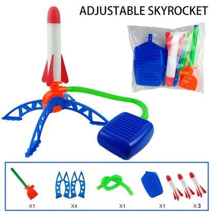 Kids Air Powered Rocket Launcher Toy – Outdoor Foam Stomp Rocket Foot Pump Game for Children