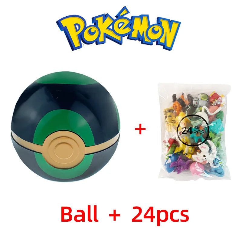 24PCS Pokémon Mini Figures Set – Pikachu Pokeball Tomy Anime Action Model Toys Collection Gift for Kids
