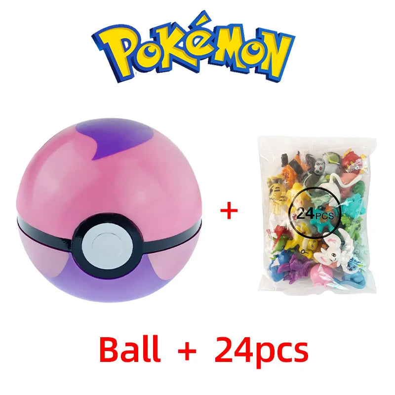 24PCS Pokémon Mini Figures Set – Pikachu Pokeball Tomy Anime Action Model Toys Collection Gift for Kids