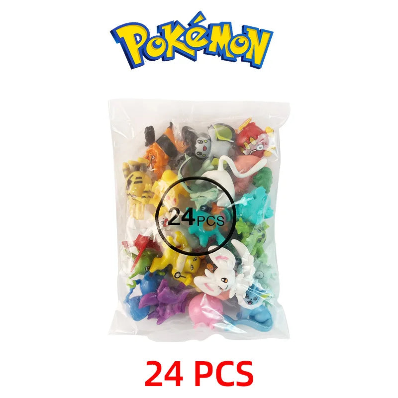 24PCS Pokémon Mini Figures Set – Pikachu Pokeball Tomy Anime Action Model Toys Collection Gift for Kids