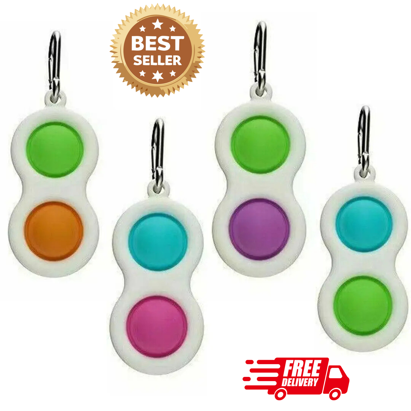 Simple Dimple Fidget Keyring Toy – Silent Sensory Pop Keychain for Kids & Adults