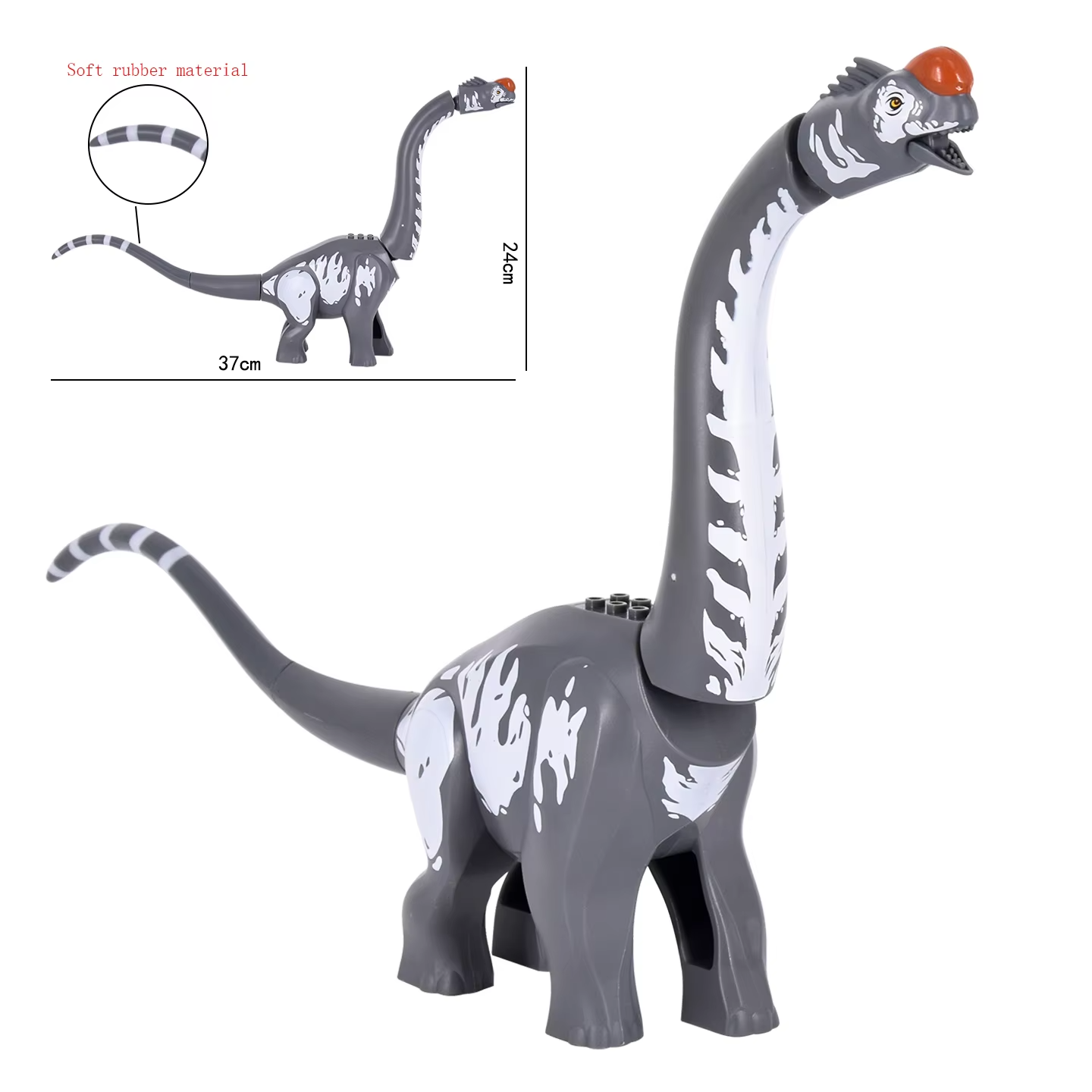 Titanosaurus Dinosaur Building Block Toy | Realistic Soft Rubber Dinosaur Figure with Construction Bricks | Educational STEM Toy for Kids