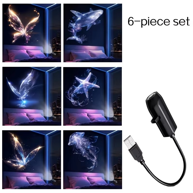 LED USB Ocean Projector Night Light – Adjustable Whale, Butterfly, Jellyfish & Starfish Projection Lamp