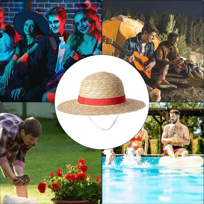Anime-Inspired Straw Hat | Classic Round Cosplay Hat | Unisex Costume Accessory for Role Play, Parties & Summer Wear