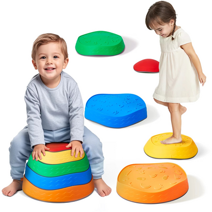 SucceBuy 5PCS Balance Stepping Stones for Kids | Montessori Sensory Balance Toy