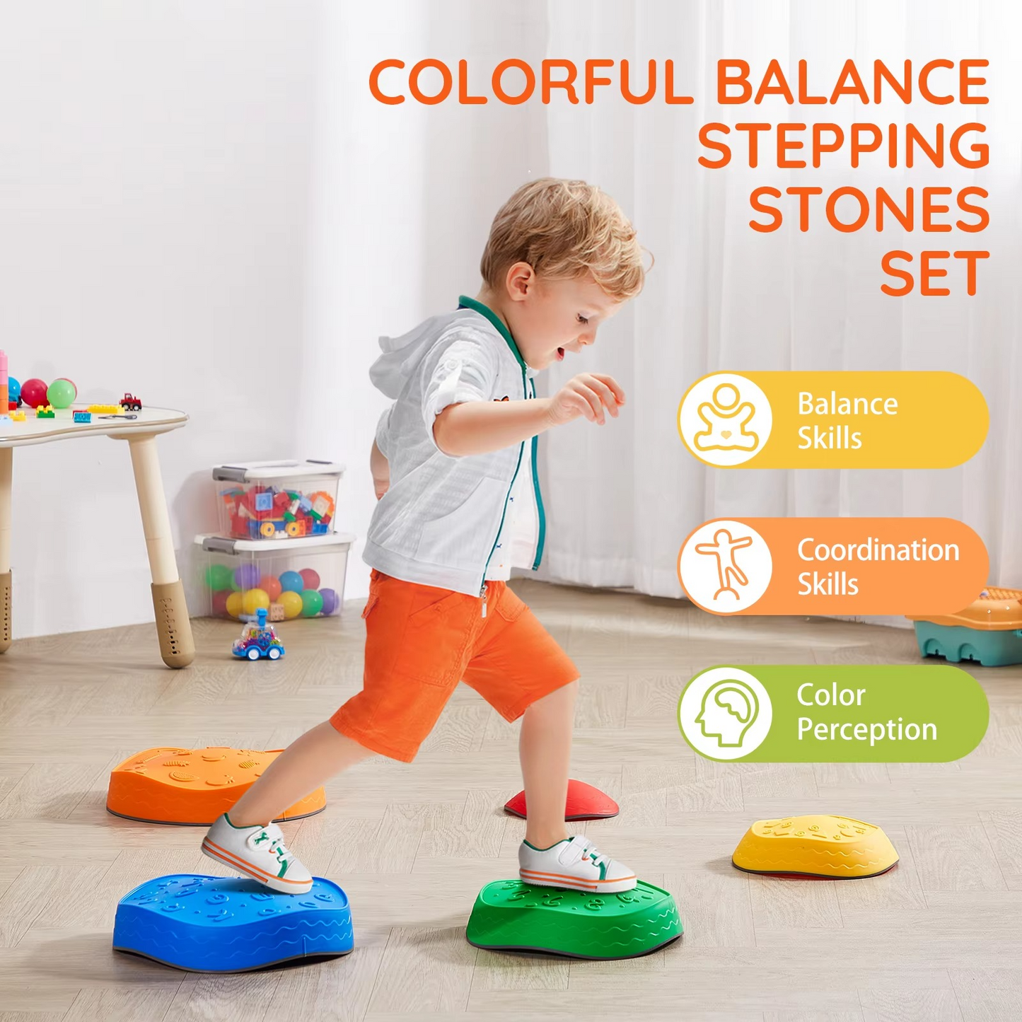 SucceBuy 5PCS Balance Stepping Stones for Kids | Montessori Sensory Balance Toy