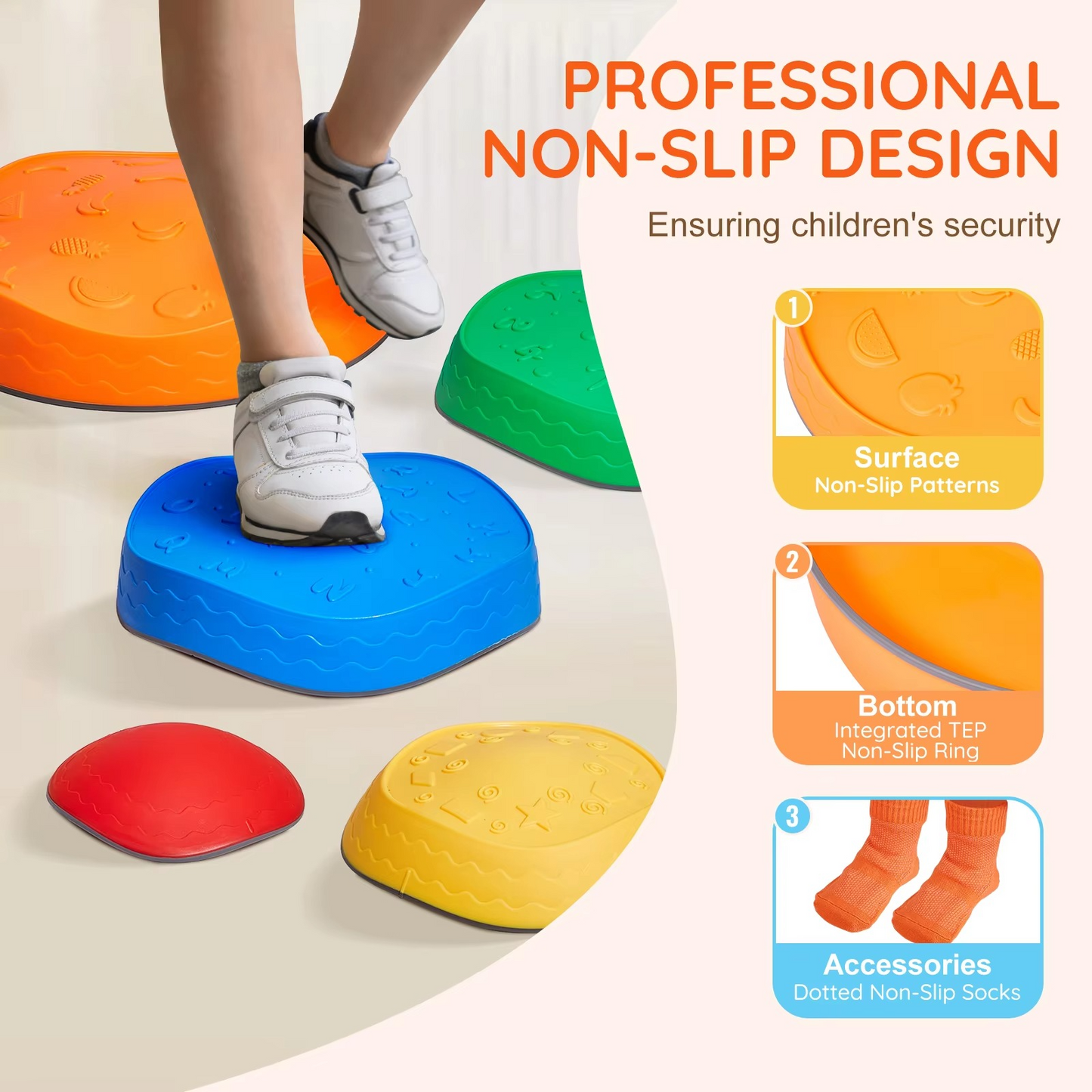 SucceBuy 5PCS Balance Stepping Stones for Kids | Montessori Sensory Balance Toy