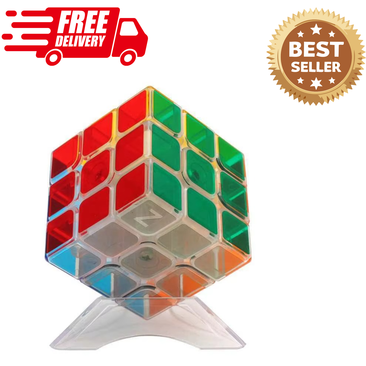 Transparent 3x3 Speed Cube | Smooth Turning Magic Puzzle Cube | Educational Brain Teaser Toy for Kids & Adults
