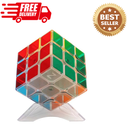 Transparent 3x3 Speed Cube | Smooth Turning Magic Puzzle Cube | Educational Brain Teaser Toy for Kids & Adults