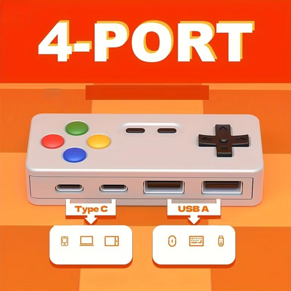 4-in-1 USB & USB-C Hub | Portable USB Expander with 2 USB-A & 2 USB-C Ports for Laptop, PC & Mac