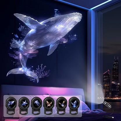 LED USB Ocean Projector Night Light – Adjustable Whale, Butterfly, Jellyfish & Starfish Projection Lamp