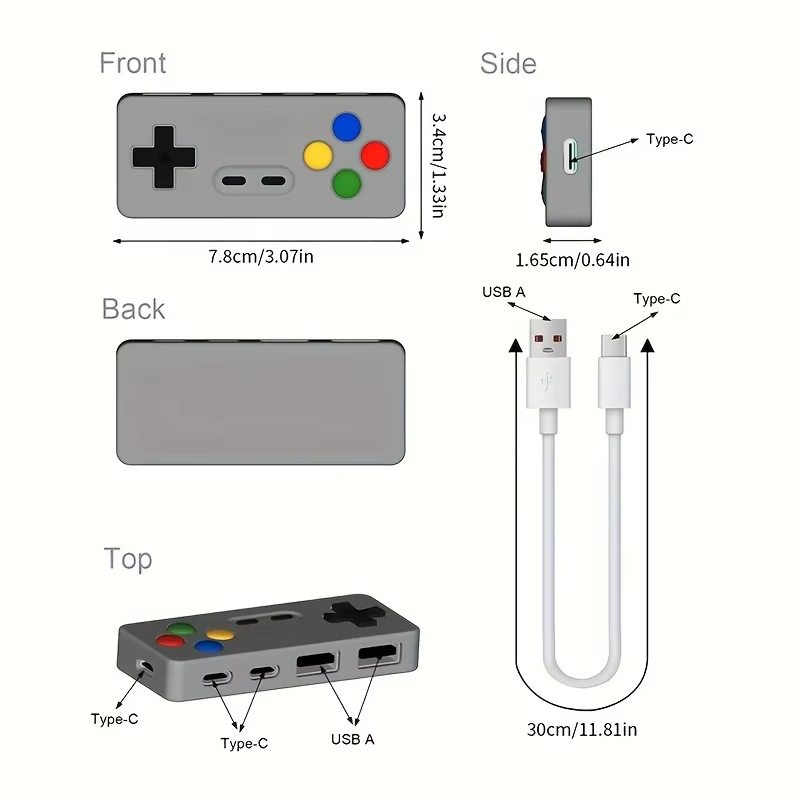 4-in-1 USB & USB-C Hub | Portable USB Expander with 2 USB-A & 2 USB-C Ports for Laptop, PC & Mac