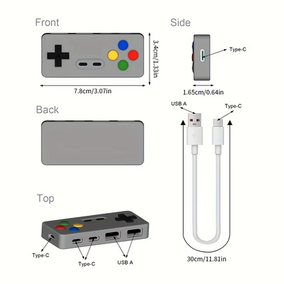 4-in-1 USB & USB-C Hub | Portable USB Expander with 2 USB-A & 2 USB-C Ports for Laptop, PC & Mac