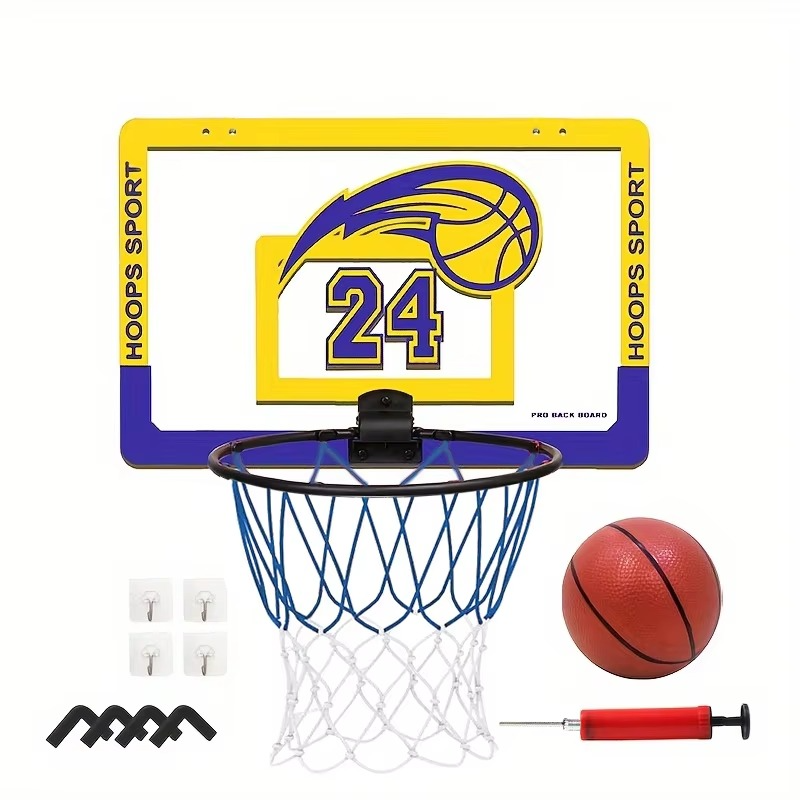 Kids Indoor Wall-Mounted Basketball Hoop Set | No-Drill Mini Basketball Hoop & Ball | Educational Sports Toy for Boys & Girls