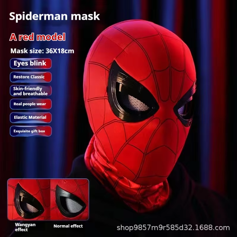 Electronic Spider Hero Mask with Moving Eyes – Remote Control Cosplay Mask for Kids & Adults