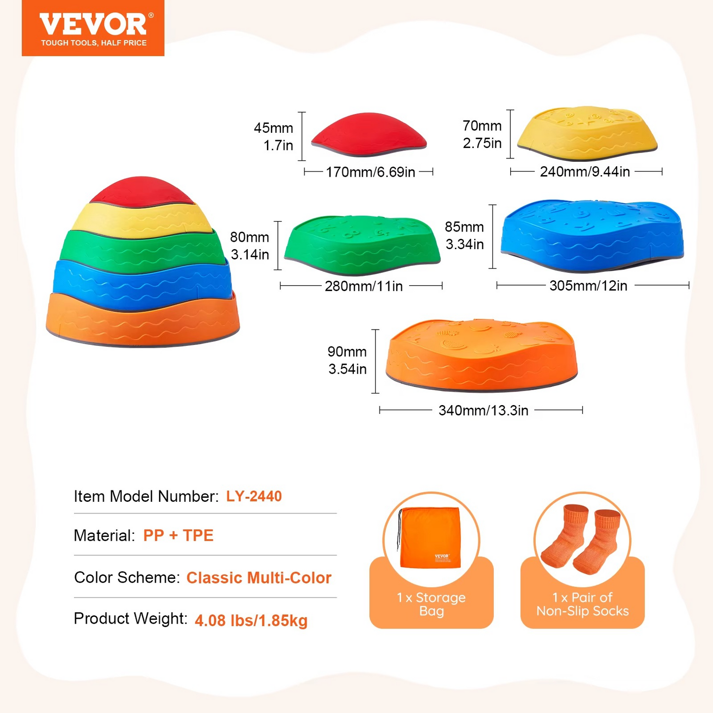 SucceBuy 5PCS Balance Stepping Stones for Kids | Montessori Sensory Balance Toy